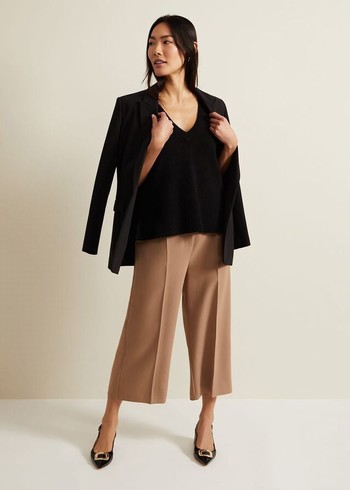 Phase Eight Aubrielle Clean Crepe Culotte Trousers Brown Australia | WX9832417